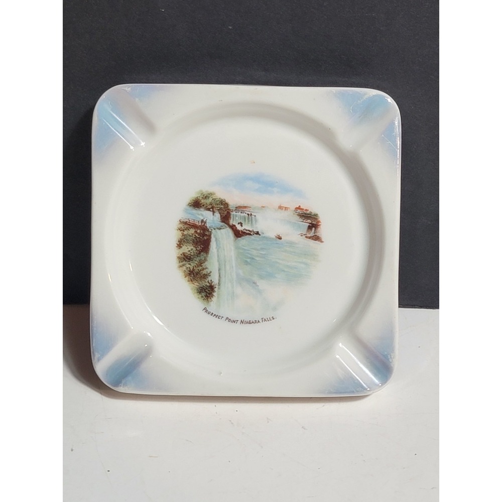 Vintage 1970's Prospect Point Niagara Falls Porcelain Ashtray Collectible Square